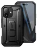 A black protective phone case with a kickstand is shown in a studio setting. Produktbild-Vorschau
