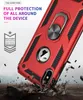 A red phone case with a ring holder is shown in a dramatic pose, as if falling and hitting the ground, with debris flying. Produktbild-Vorschau