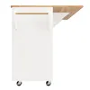 A white kitchen cart with a wooden countertop and a pull-out leaf is shown against a white background. Podgląd zdjęcia produktu