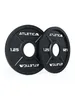 Two black weight plates on a white background. Produktbild-Vorschau