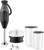 A black and silver immersion blender with accessories on a white background. Náhľad obrázku produktu