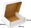 An open white cardboard box with brown interior, showing dimensions. Náhled obrázku produktu