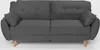 A dark gray sofa is shown from the front against a white background. Voir les images du produit