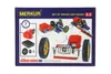 The image shows the packaging of a Merkur 2.2 Drives and Gears set, displaying various components and assembled models. Podgląd zdjęcia produktu