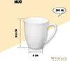 Tazza Wilmax da 380 ml in porcellana bianca per caffè e tè Anteprima dell’immagine prodotto 3