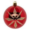 A single red Christmas ornament with gold glitter star pattern, isolated on a white background. Produktbild-Vorschau