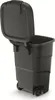 A black trash can with its lid open, shown on a white background. Produktbild-Vorschau