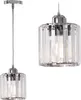 A product shot of a pendant light with a crystal shade and chrome accents, shown from two angles. Produktbild-Vorschau