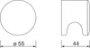 Technical drawing of a door knob with dimensions. Produktbild-Vorschau