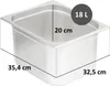 A stainless steel food pan with dimensions and volume indicated. Podgląd zdjęcia produktu