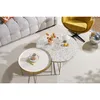 Miliboo - Runder Couchtisch aus Terrazzo und goldfarbenes Produktbild-Vorschau 2