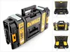 Collage of images showing a DeWALT tool box from different angles, including open and closed views. Podgląd zdjęcia produktu
