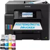 A black Epson EcoTank ET-5805 WLAN-multifunction printer with four ink bottles in the foreground. Náhľad obrázku produktu