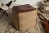 Fußhocker MUSTANG 45cm Echtleder und Leinen braun Produktbild-Vorschau 4