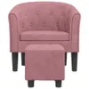 vidaXL Clubsessel mit Fußhocker Rosa Samt Produktbild-Vorschau 3