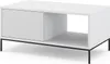 A white coffee table with a fluted drawer front and a black metal frame, shown against a white background. Voir les images du produit