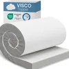 A rolled-up visco mattress topper is shown, partially unrolled and placed on top of its flat base, with its packaging in the background. Produktbild-Vorschau