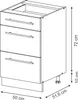 A line drawing of a kitchen cabinet with dimensions indicated. Podgląd zdjęcia produktu