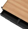 A close-up view of a wooden-topped serving cart with two open black drawers. Voir les images du produit