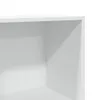 A close-up view of the interior corner of a white shelf unit. Produktbild-Vorschau