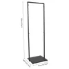 A black metal clothing rack on a white background with dimensions indicated. Produktbild-Vorschau
