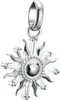 A silver sun-shaped charm with clear baguette-cut stones, suspended from a silver bail. Anteprima dell’immagine prodotto