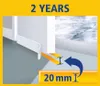 A diagram showing a draft excluder being installed at the bottom of a door, with dimensions indicated. Produktbild-Vorschau
