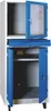 A white and blue industrial cabinet with its doors and drawer open, shown on a white background. Produktbild-Vorschau