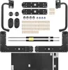A collection of hardware components for a Murphy bed, including brackets, screws, gas struts, and mounting plates, laid out on a white background. Anteprima dell’immagine prodotto