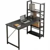 A black computer desk with a shelf unit attached. Podgląd zdjęcia produktu