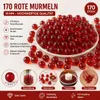 170 rote Glasmurmeln 16 mm aus hochwertigem Glas. Transparente Murmeln für Vase, Deko, Basteln Produktbild-Vorschau