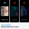 This image shows three different iPhone models with compatibility indicators. The first column shows an iPhone 14 Pro with a checkmark, indicating compatibility. The second and third columns show an iPhone 13 and iPhone 13 Pro respectively, each with a red Produktbild-Vorschau