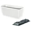 A white planter with a rattan-like texture and a black insert are shown against a white background. Produktbild-Vorschau