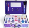 An open makeup case filled with colorful makeup products and applicators. Produktbild-Vorschau