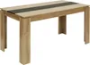 A modern dining table with a wood-like finish and a black accent strip on the tabletop, shown against a white background. Náhled obrázku produktu