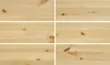 A collage of six close-up images of light-colored wood grain with knots. Produktbild-Vorschau