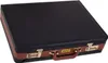 A black and brown briefcase with combination locks. Produktbild-Vorschau