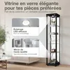 K-Möbel Vitrine en verre debout en noir (176x37x33cm) avec Voir les images du produit 5