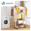 VOUNOT® 4 Ebenen Wäscheständer Turm mit Rollen 126x63x170 Produktbild-Vorschau 2