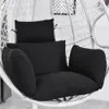 A close-up view of black cushions inside a white hanging chair. Produktbild-Vorschau