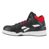 A side view of a black, red, and white high-top sneaker. Náhľad obrázku produktu