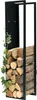 A black metal firewood rack filled with logs, with a vine growing on the side. Podgląd zdjęcia produktu