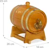 A wooden barrel with a tap on a wooden stand, with dimensions indicated. Náhled obrázku produktu