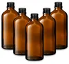 5x Braune Glasflasche 100 ml mit schwarzem Aluminium Produktbild-Vorschau 1