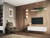 A modern living room with a TV and entertainment unit. Voir les images du produit