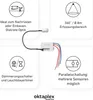 Diagrams and text explaining features of a motion sensor. Produktbild-Vorschau