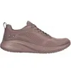 A side view of a single brown Skechers Bobs Squad Chaos sneaker against a white background. Voir les images du produit