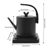 A black electric kettle with dimensions indicated by measurement lines and text. Podgląd zdjęcia produktu