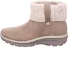 Side view of a taupe boot with a cream knitted cuff. Voir les images du produit