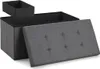 A gray storage ottoman with its lid open, revealing a black interior and a smaller black storage box inside. Náhľad obrázku produktu